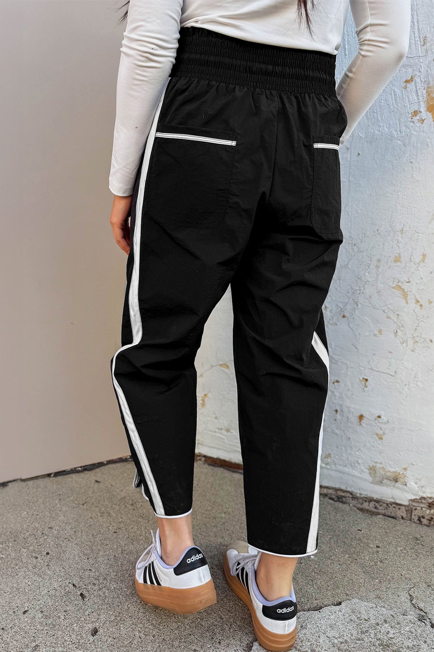 Smocked Waist Cropped Pants in Black Blue or Green pre order