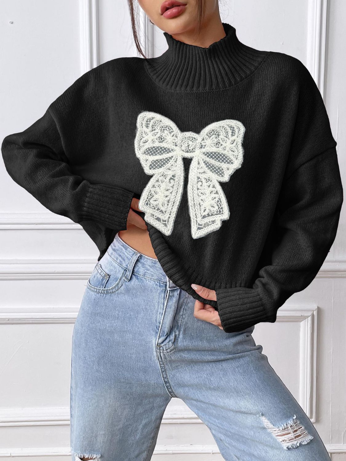 Bows & Comfort Turtleneck Sweater