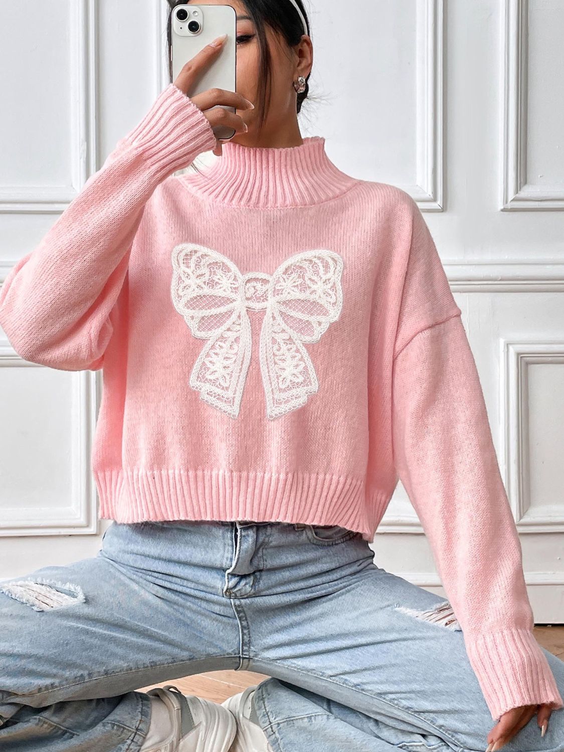 Bows & Comfort Turtleneck Sweater