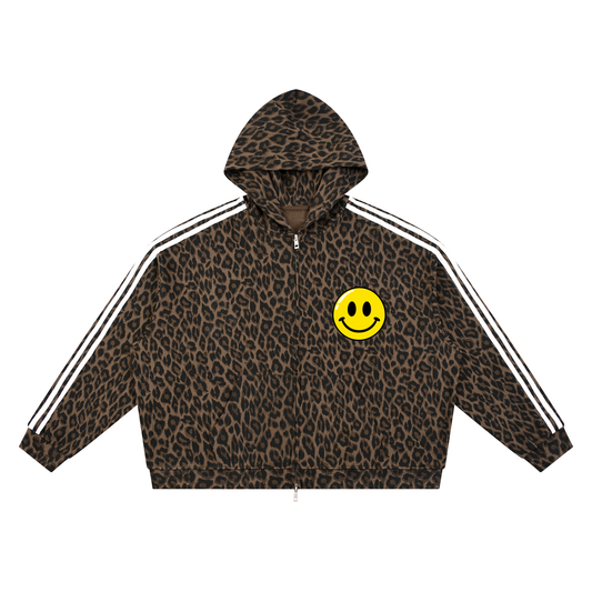 Unisex Leopard Full Zip Hoodie