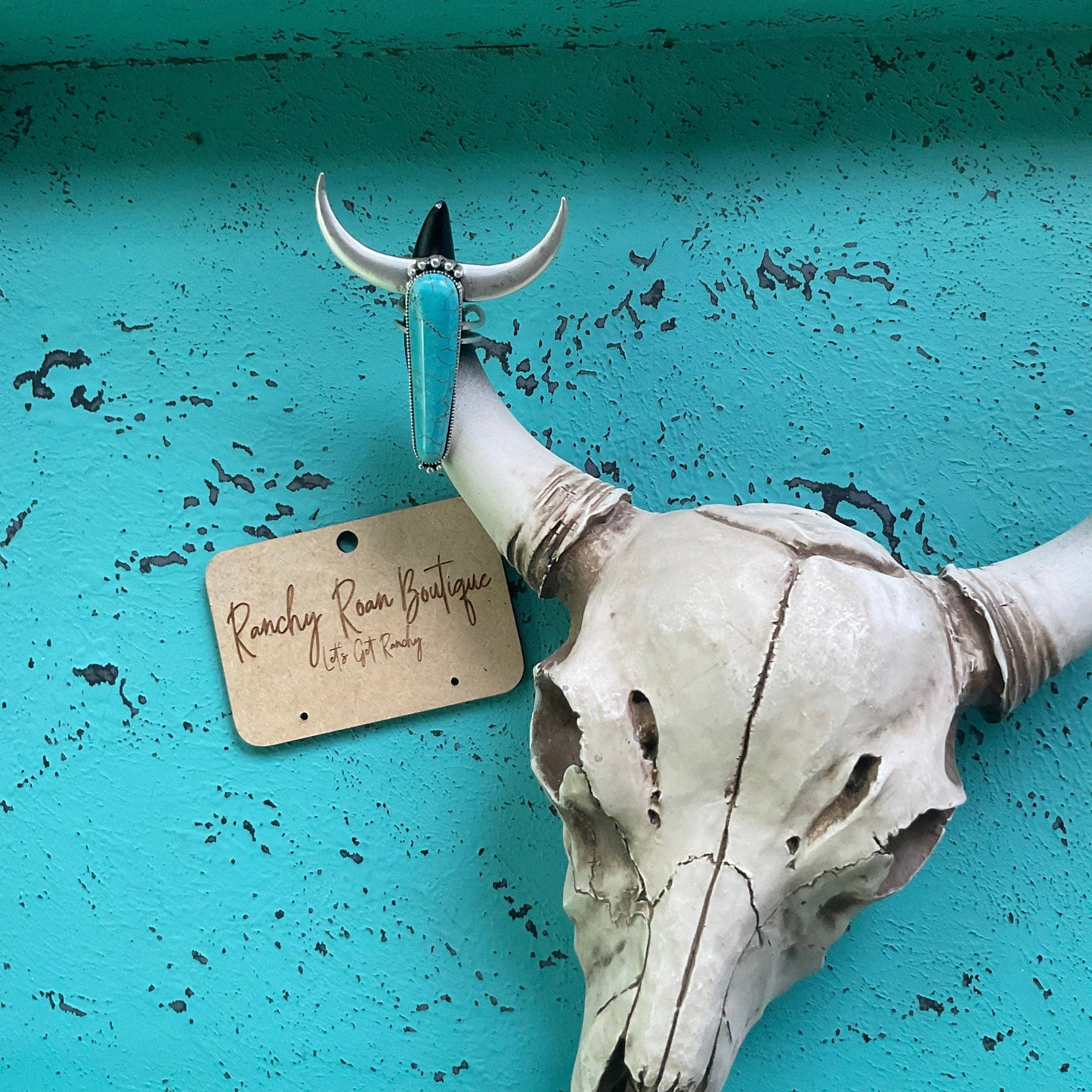Turquoise Longhorn Stone Western Ring