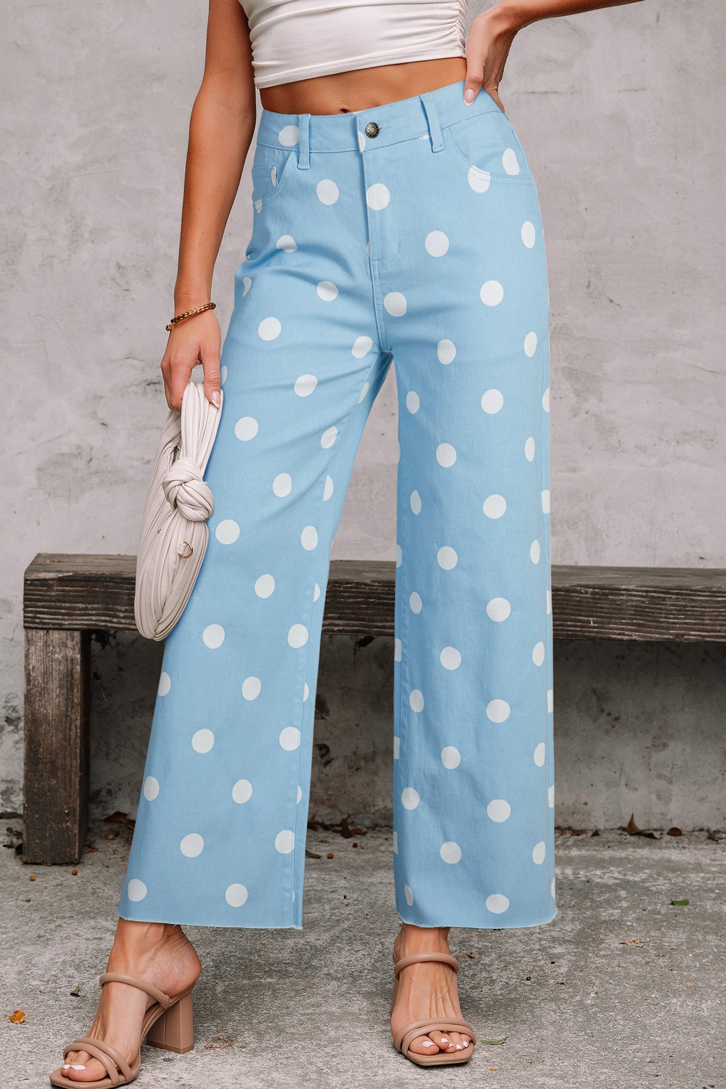 Blue or tan Polka dot bottoms