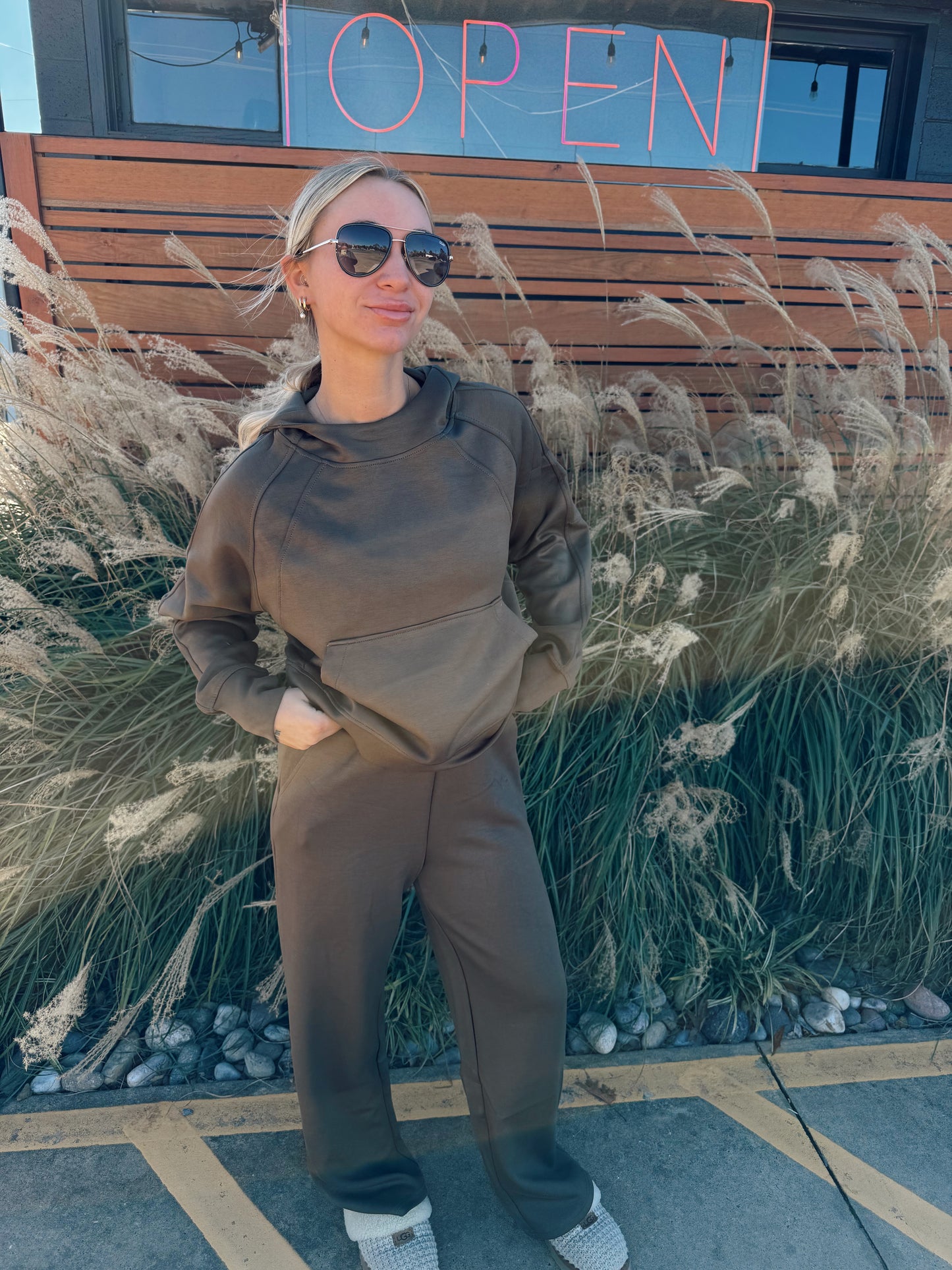 BIRDIE Army Green Scuba Hooded Pullover ready to ship!!