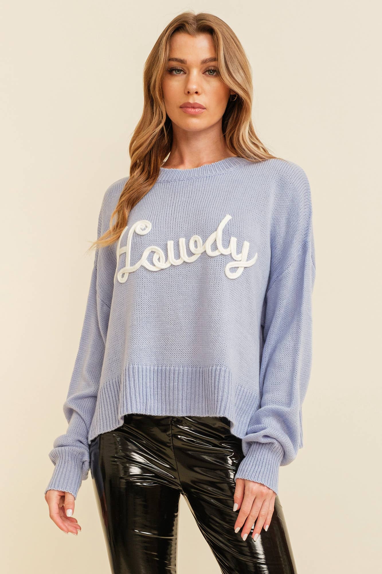 HOWDY EMBROIDERED KNIT SWEATER-ready to ship
