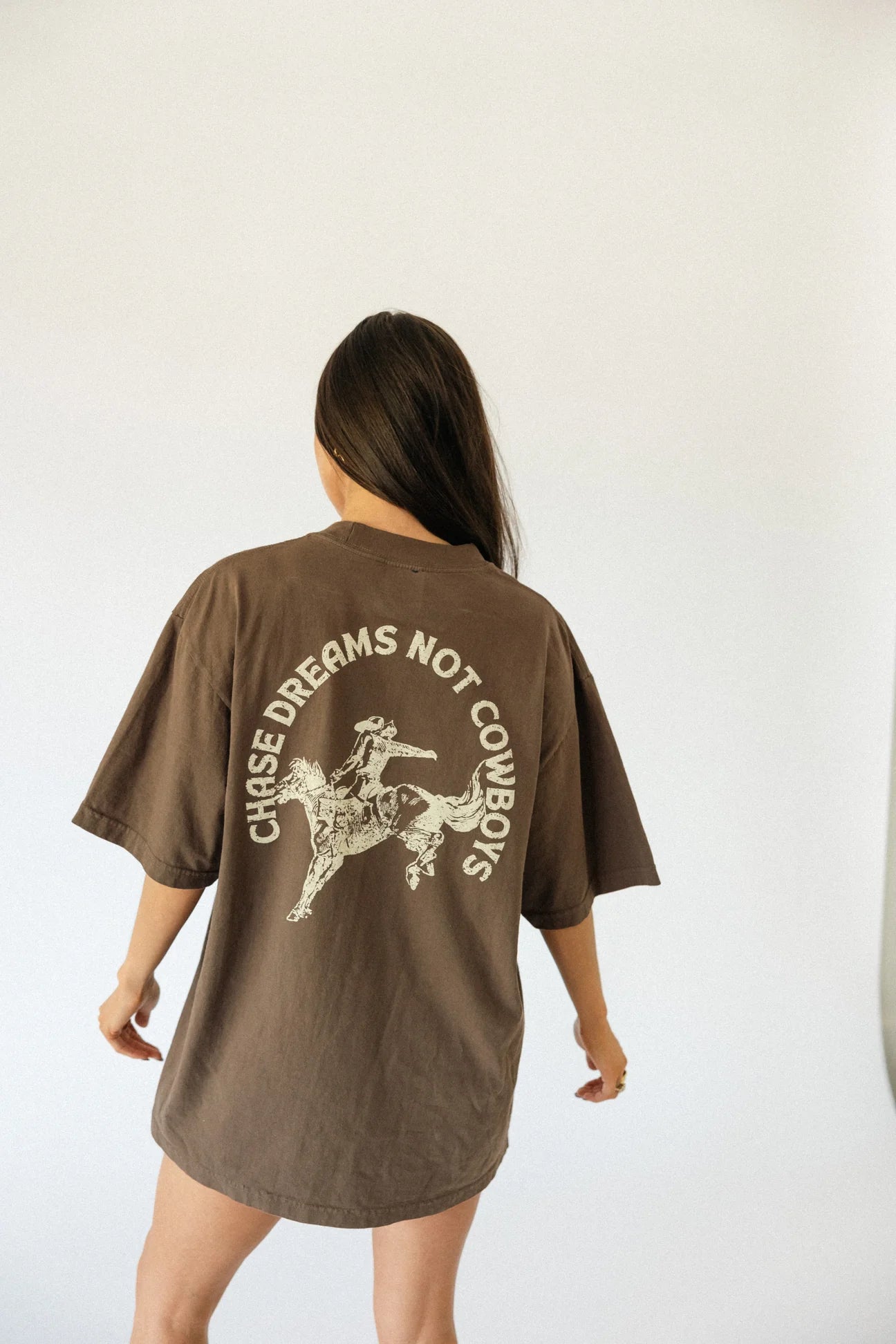 Chase Dreams Script Tee- Brown ready to ship