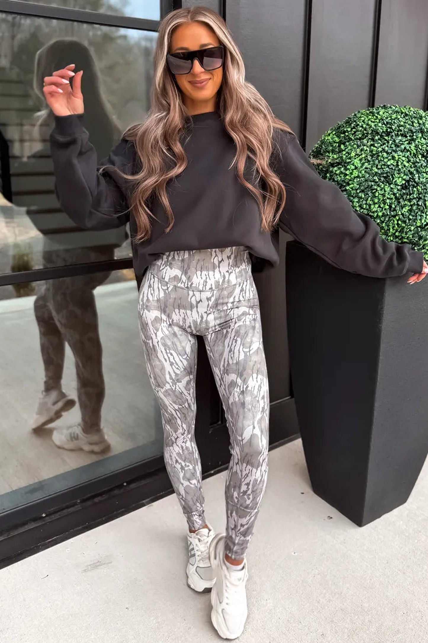 Multicolour Camouflage Pattern High Waist Leggings