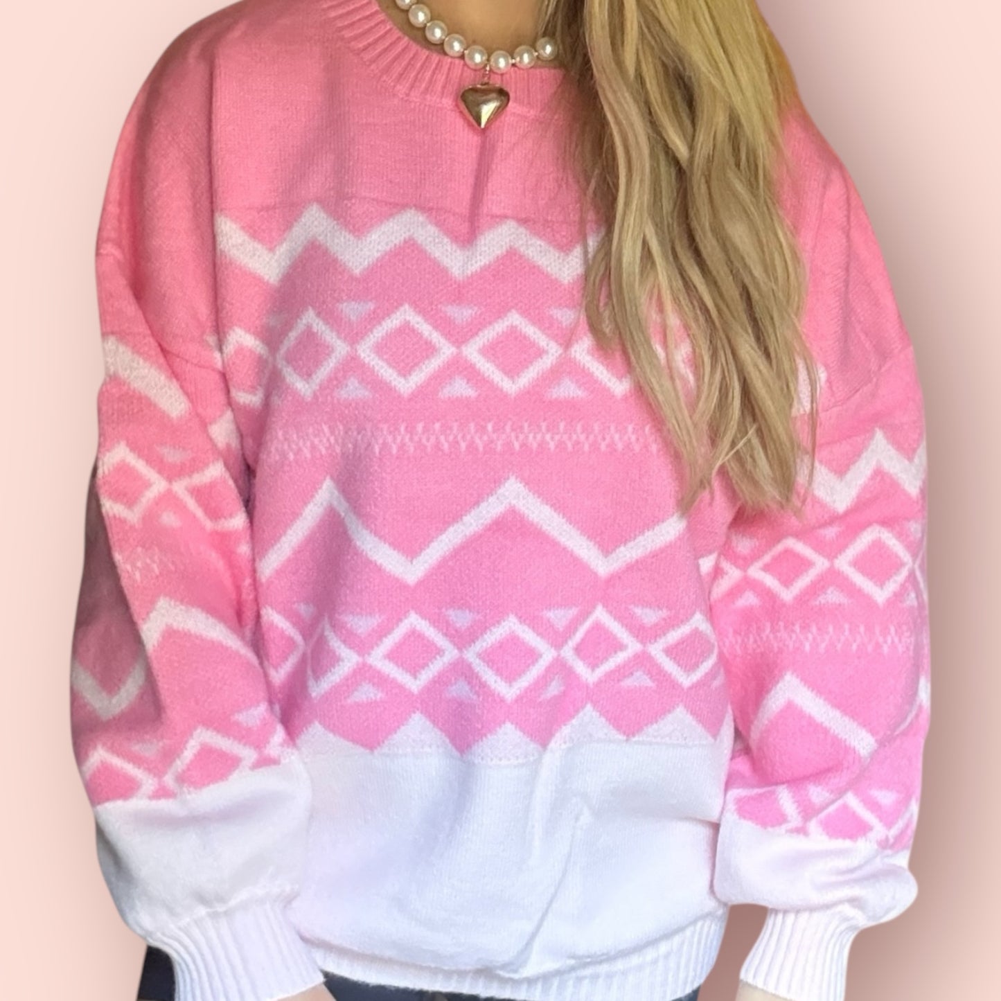 Geometric Drop Shoulder Long Sleeve Sweater