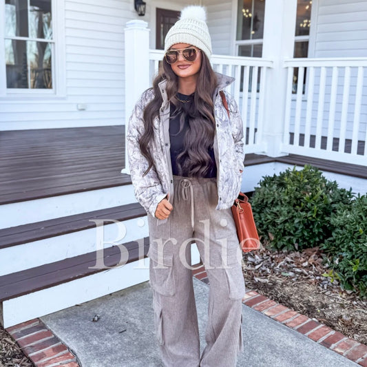 BIRDIE Reversible Puffer Jacket in Dark Camo- ready to ship!