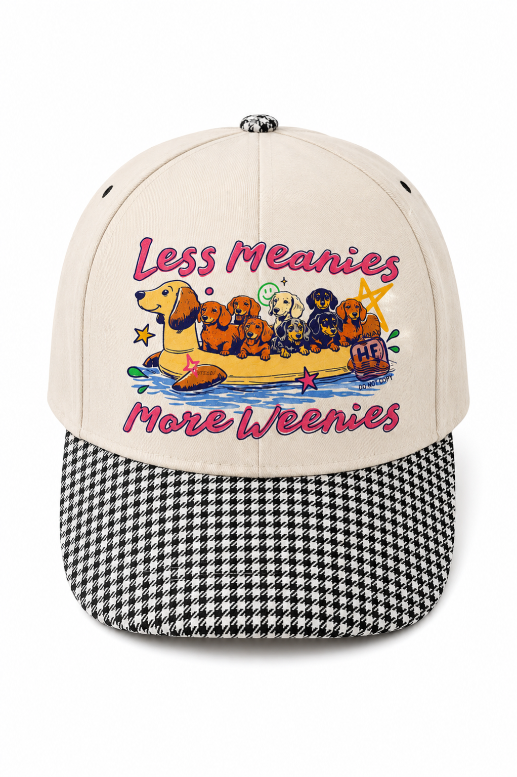 Less Meanies More Weanies Houndstooth trucker hat pre order