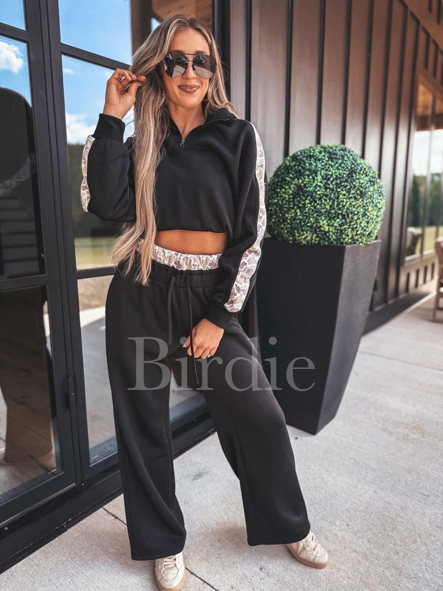 BIRDIE PREORDER Two Piece Black Set with Duck Camo Stripe (Sold as Set)