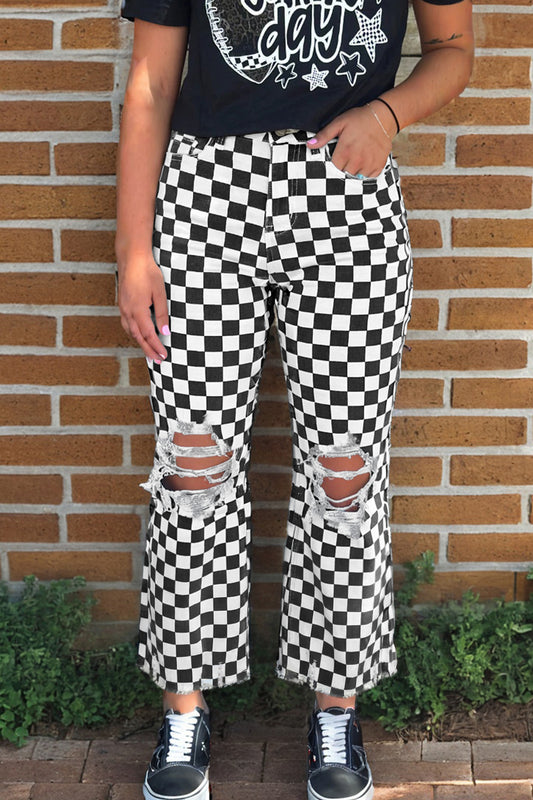 Checkered Cropped Jeans pre order