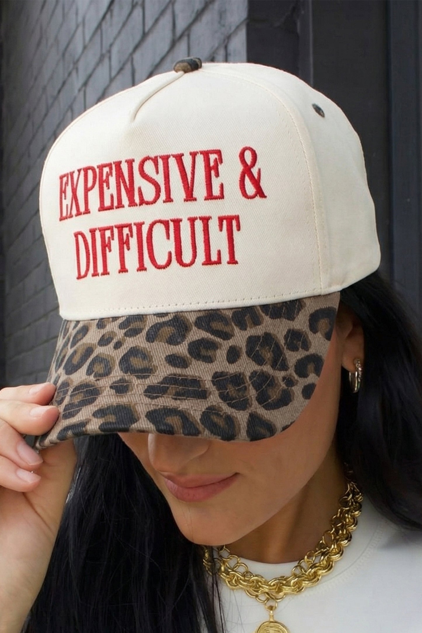 Red Dahlia EXPENSIVE & DIFFICULT Leopard Contrast Brim Cap
