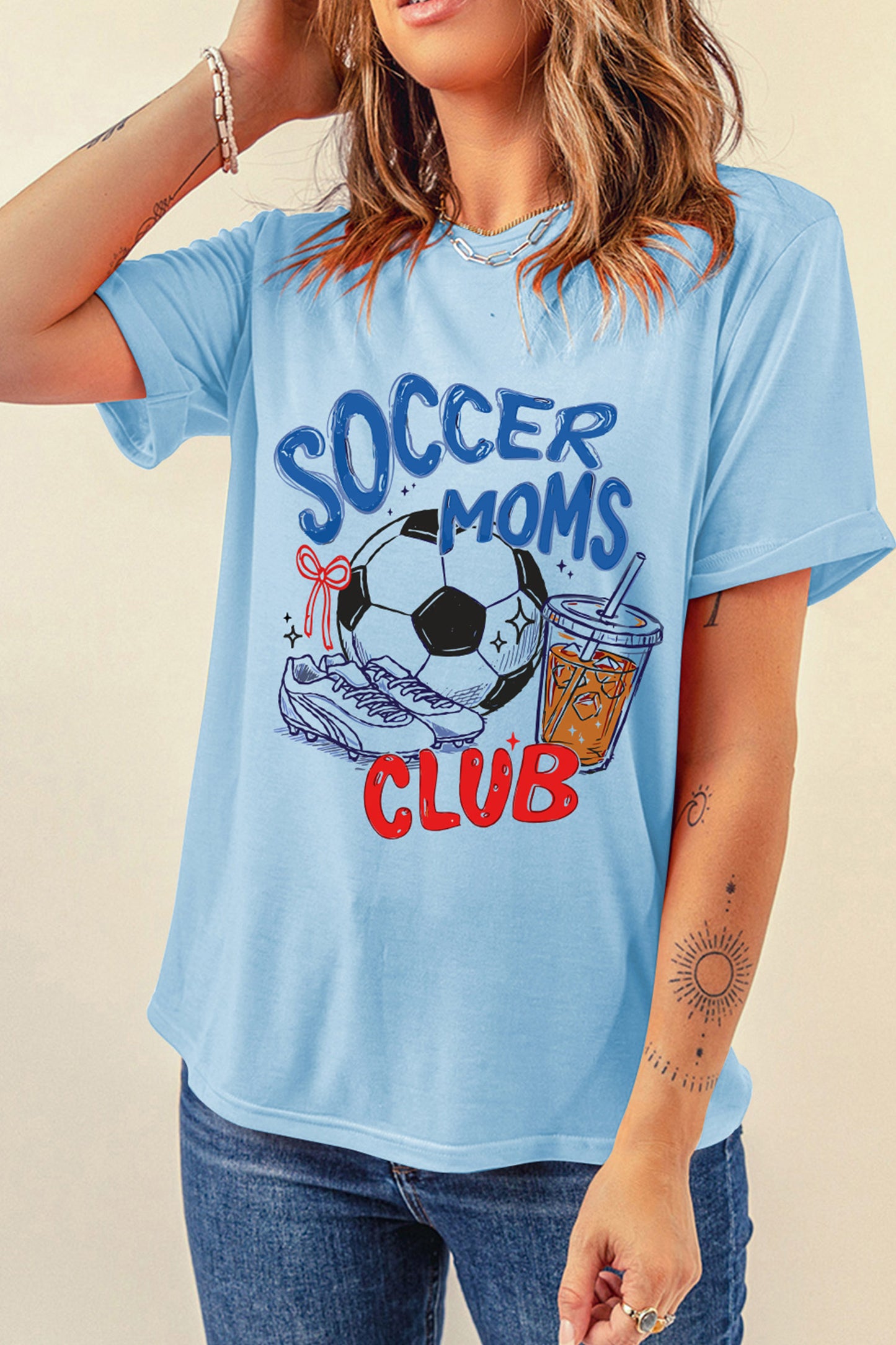 Light Blue Soccer Moms Club Graphic Tee