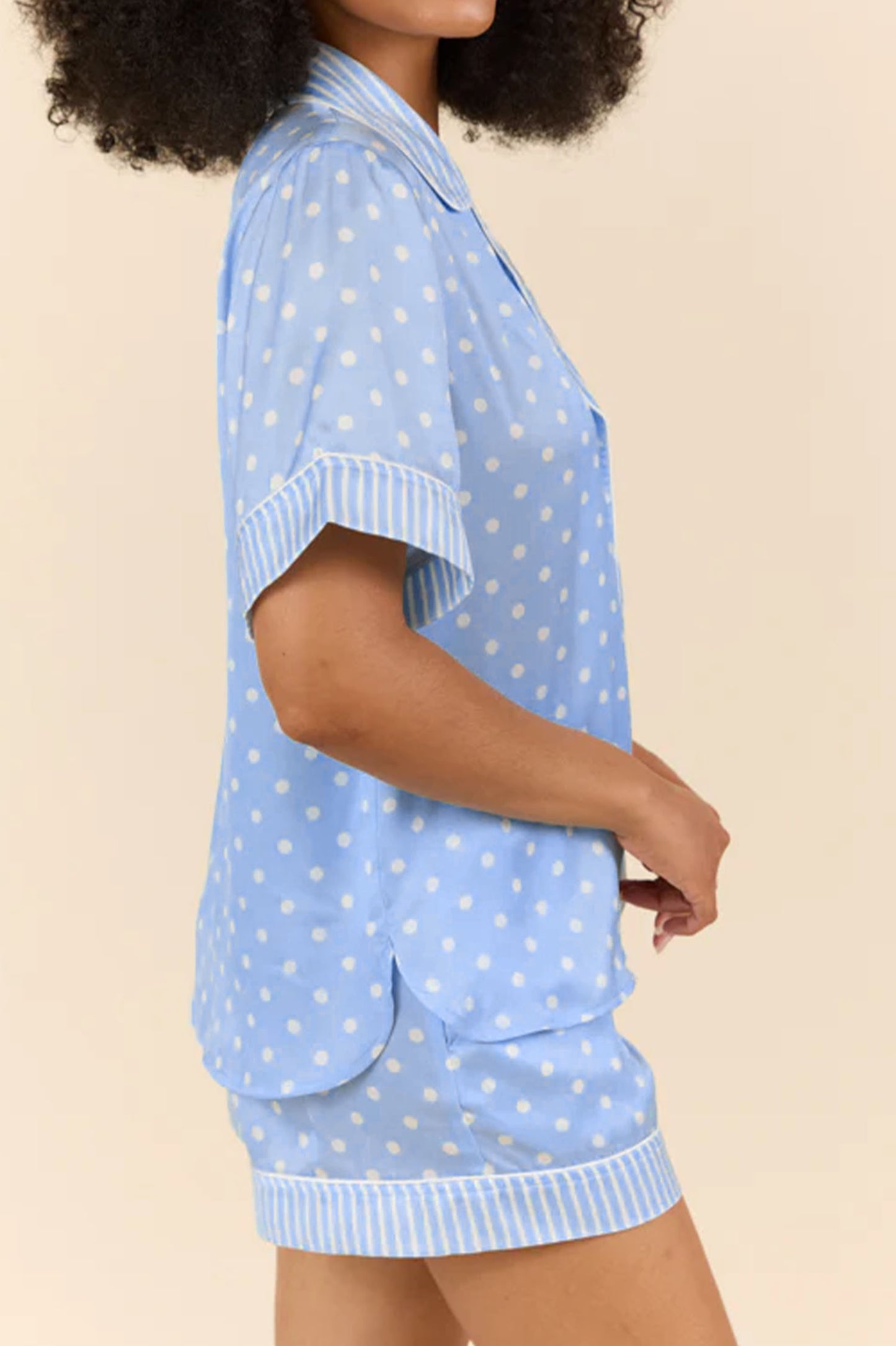 Sky Blue Dotted Print Soft Short Pajama Set pre order