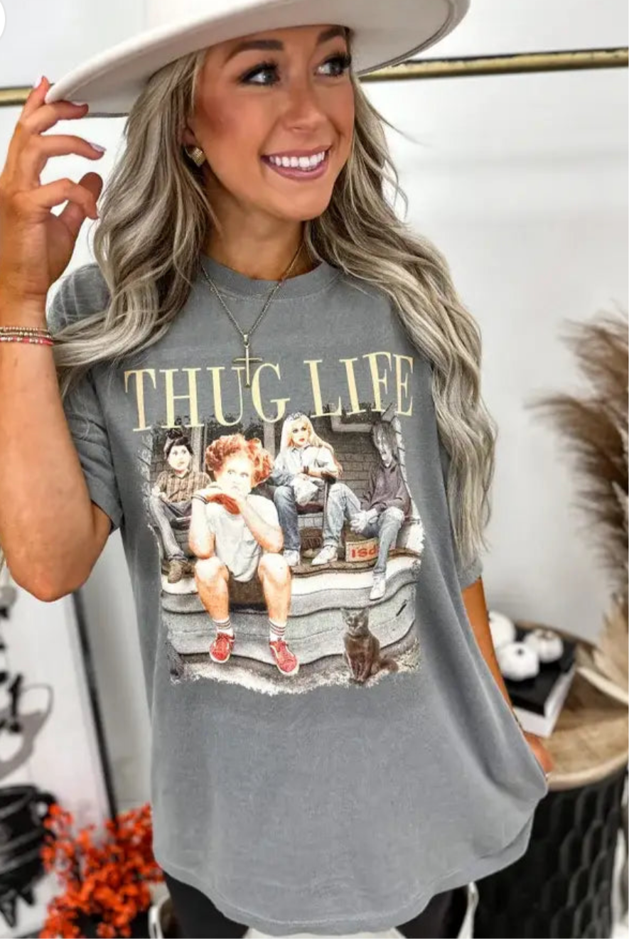 Thug Life Gray Graphic Tee