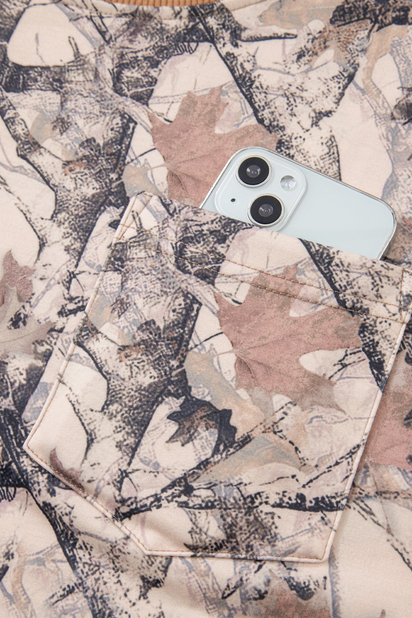 Khaki Camo  Long Sleeve Pullover Shorts Set