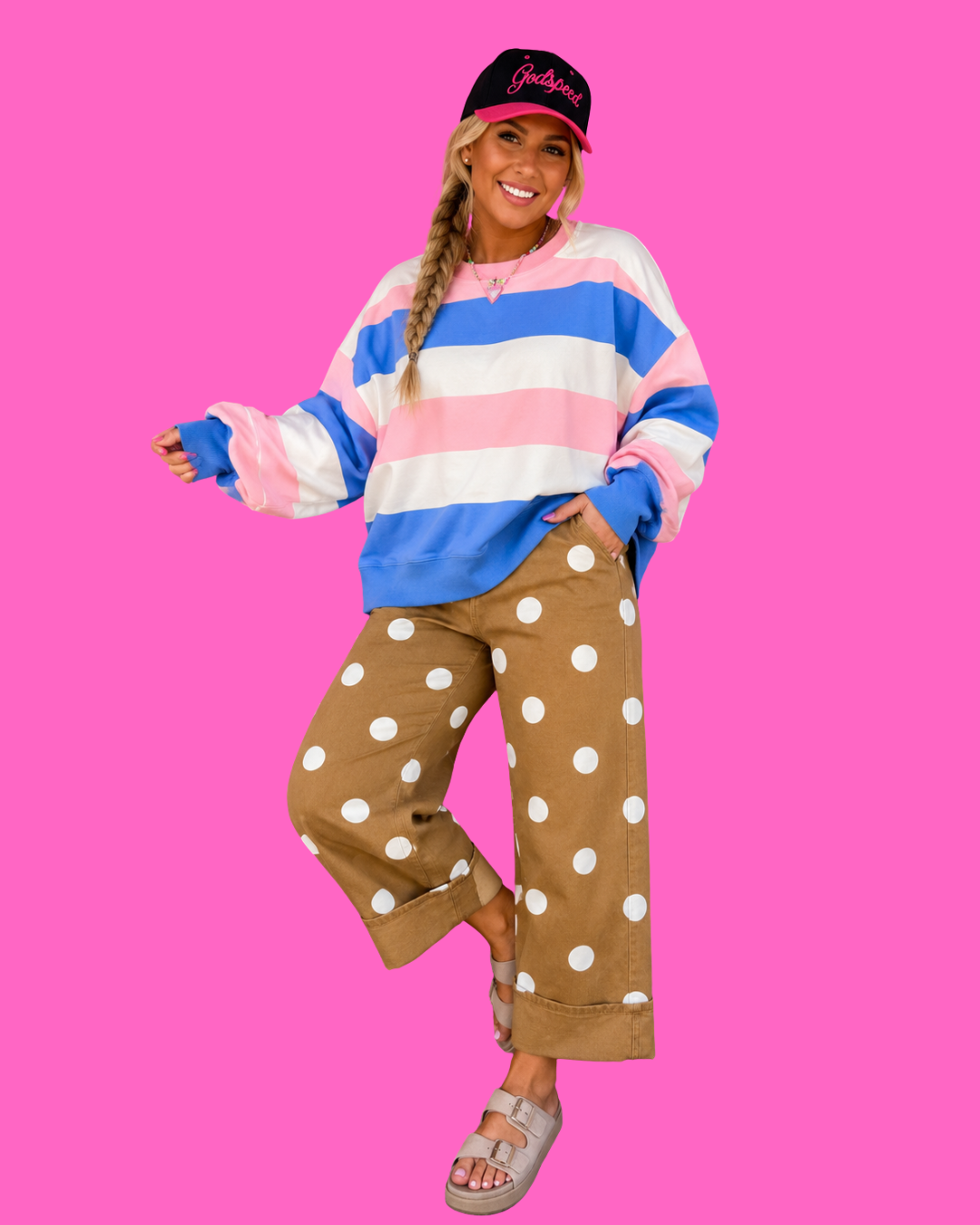 Sky Blue or Brown Polka Dot Jeans