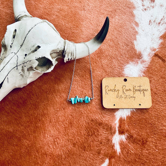 Turquoise Chip Stone Bar Western Necklace