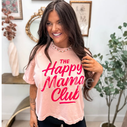 Happy Mama Club Vinyl Graphic Boxy Tee on Peach