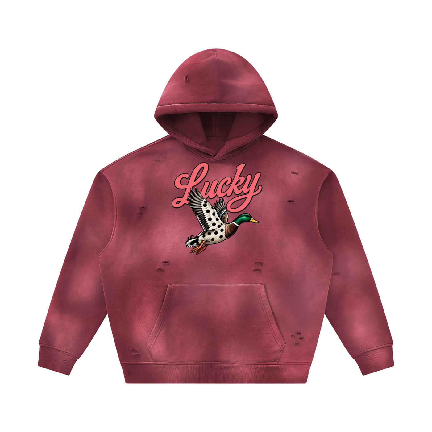 Unisex Sunfade Frayed Fleece Hoodie