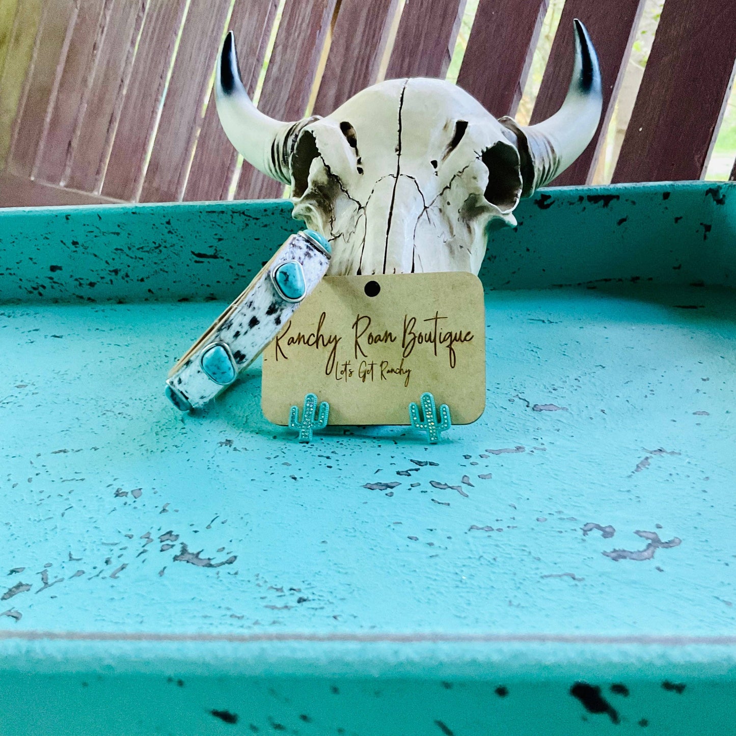 Cowhide Leather Stone Bracelet
