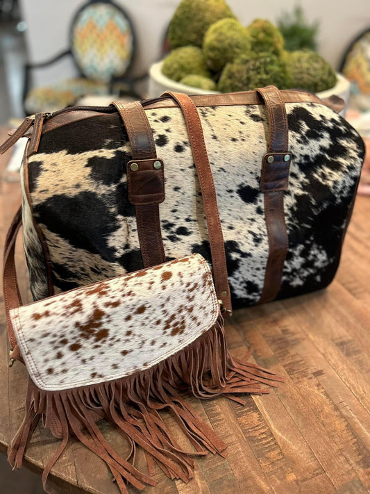 Cowhide Duffle Travel Bag