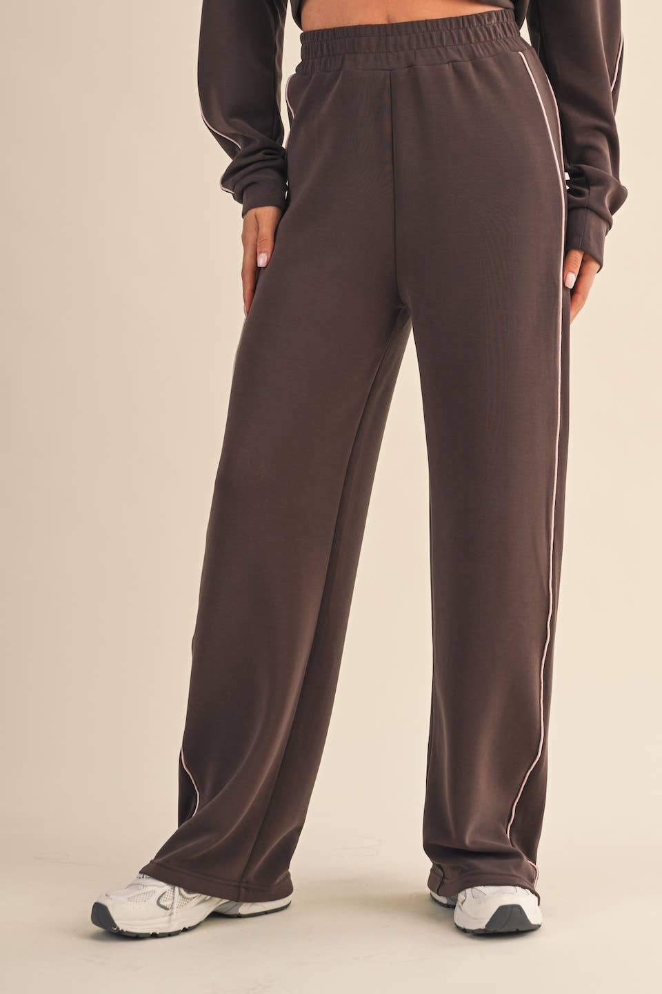 Super Soft Air Scuba Wide Leg Pants with Side Piping