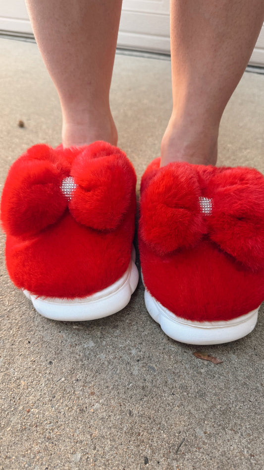 Crimson Bamboo kitty slippers