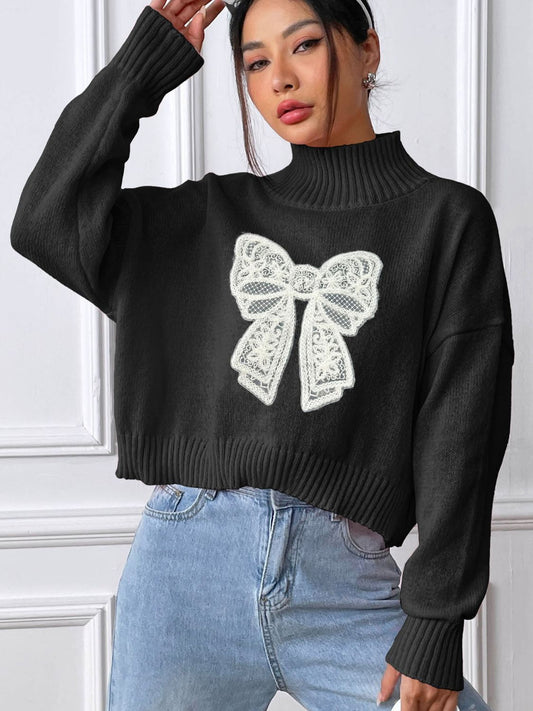 Bows & Comfort Turtleneck Sweater