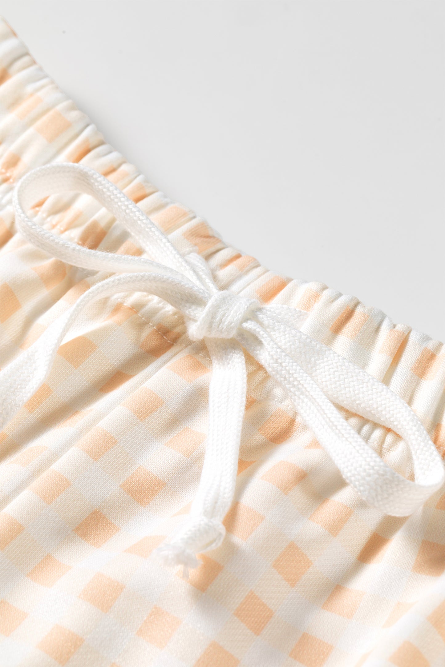 Pink Plaid Baggy Pullover Drawstring Casual Shorts 2pcs Outfit
