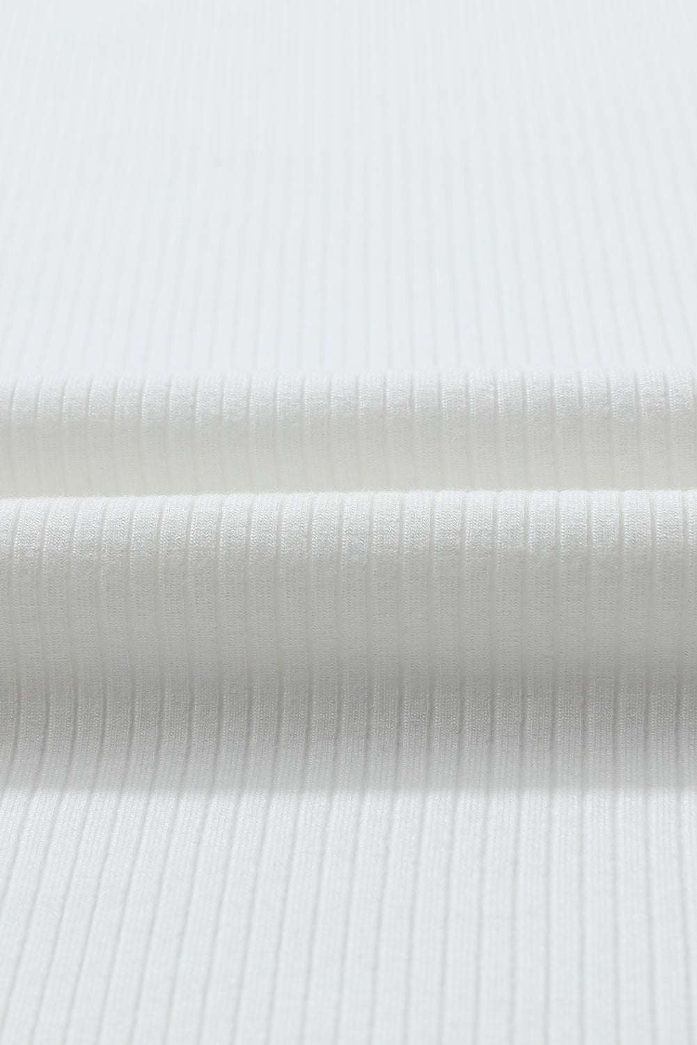 White Ribbed Knit High Neck Long Sleeve Top