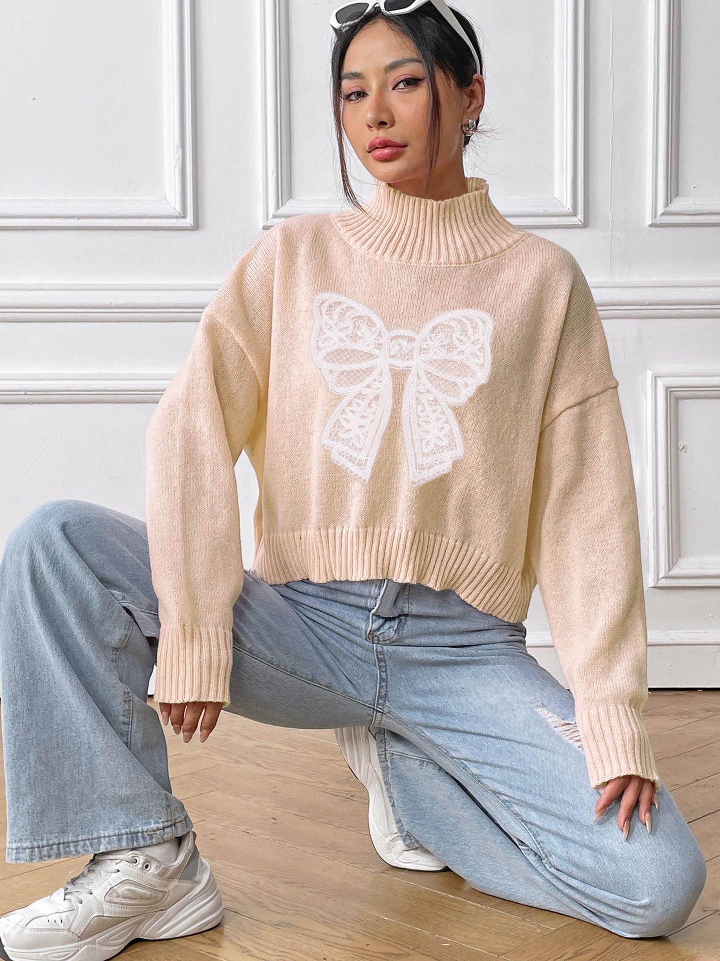 Bows & Comfort Turtleneck Sweater