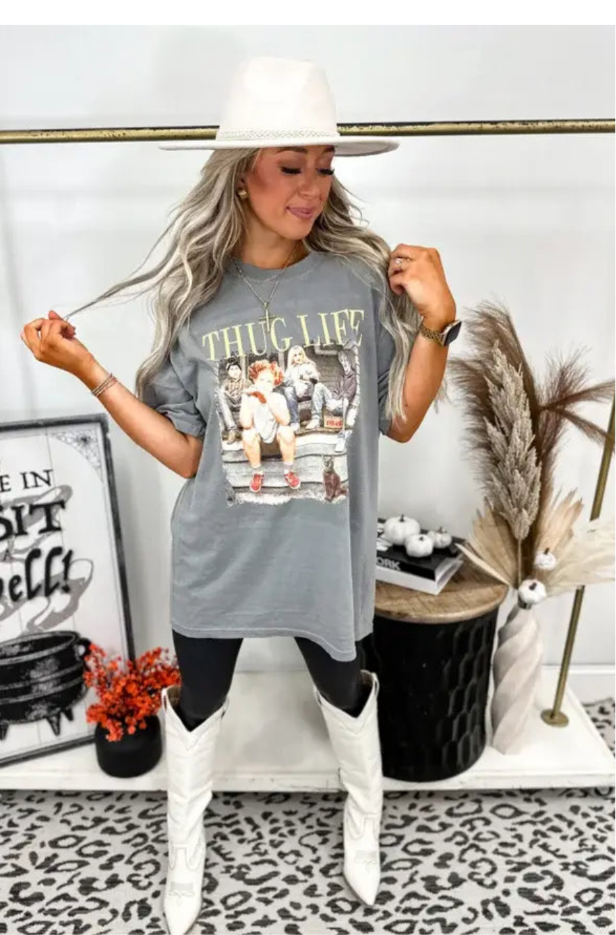 Thug Life Gray Graphic Tee