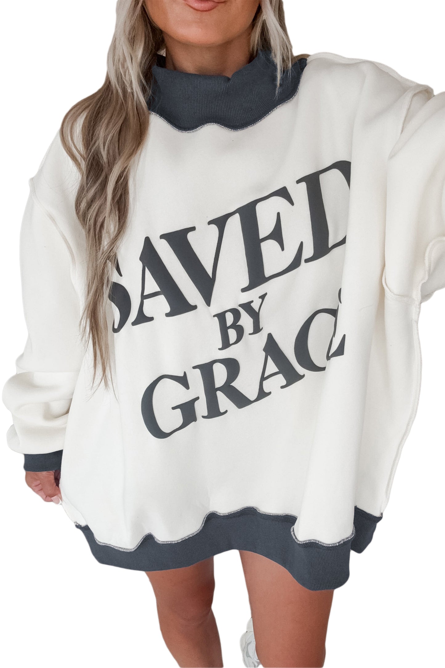 Saved By Grace Mock Neck Sweatshirt