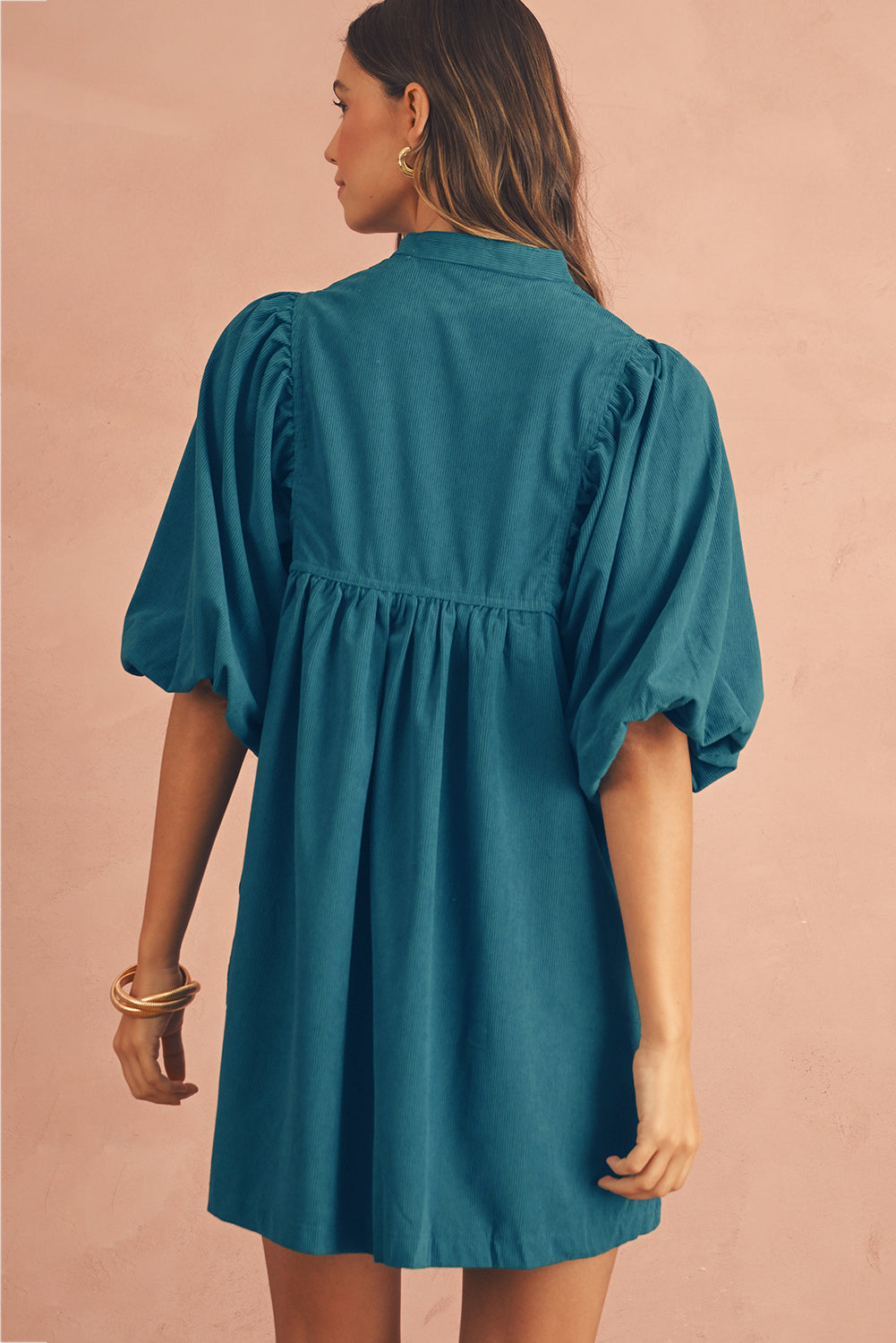 Sky Breeze Empire Waist Corduroy Dress.