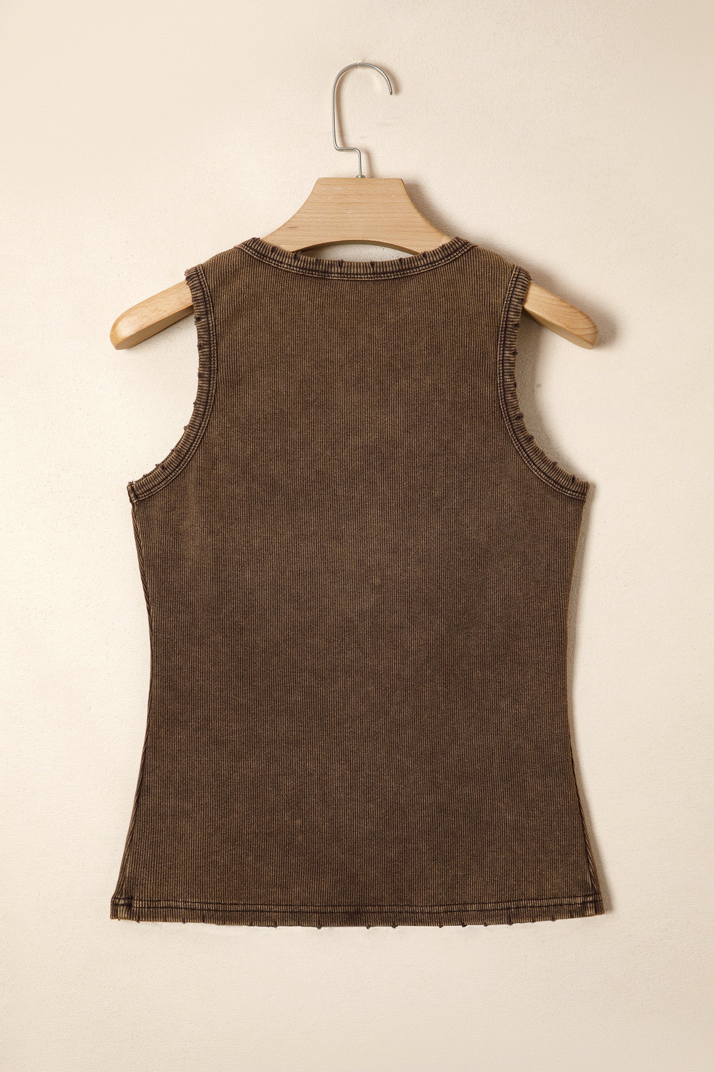 Blue Vintage Distressed Ribbed Mineral Wash Tank Top