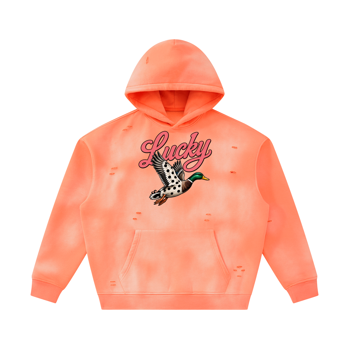 Unisex Sunfade Frayed Fleece Hoodie