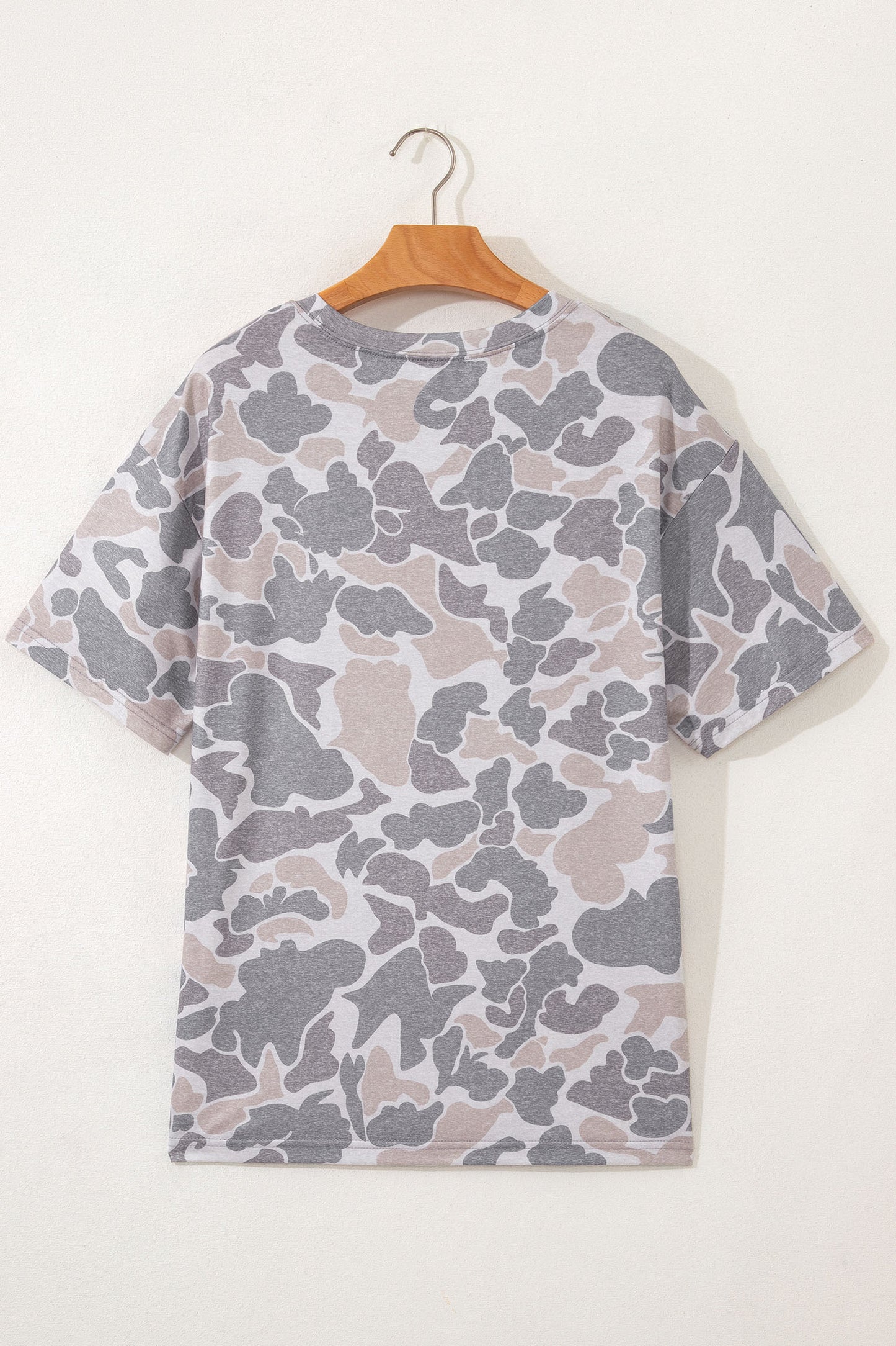 Multicolour Camouflage USA Letter Print Round Neck Shift T Shirt