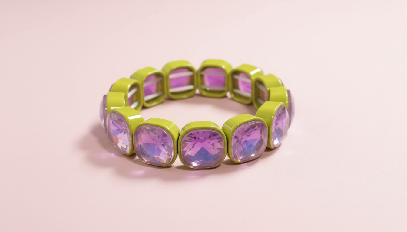 Enamel Stretch Bracelet - Large Gems - Griffin - Asst Colors