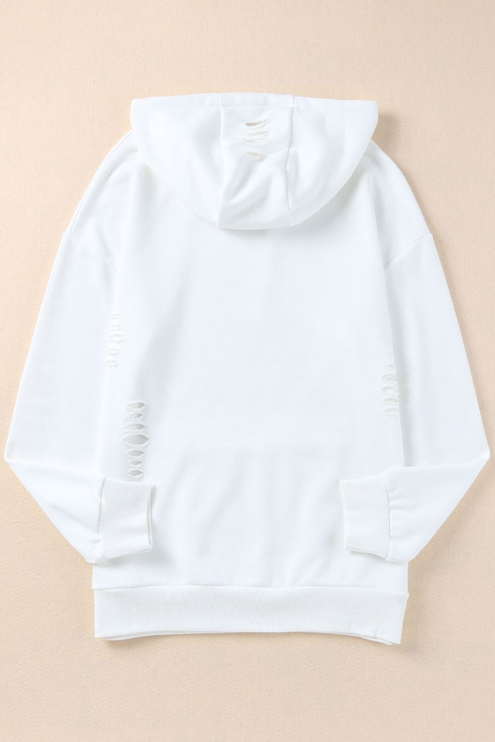 Distressed Drawstring Long Sleeve Hoodie