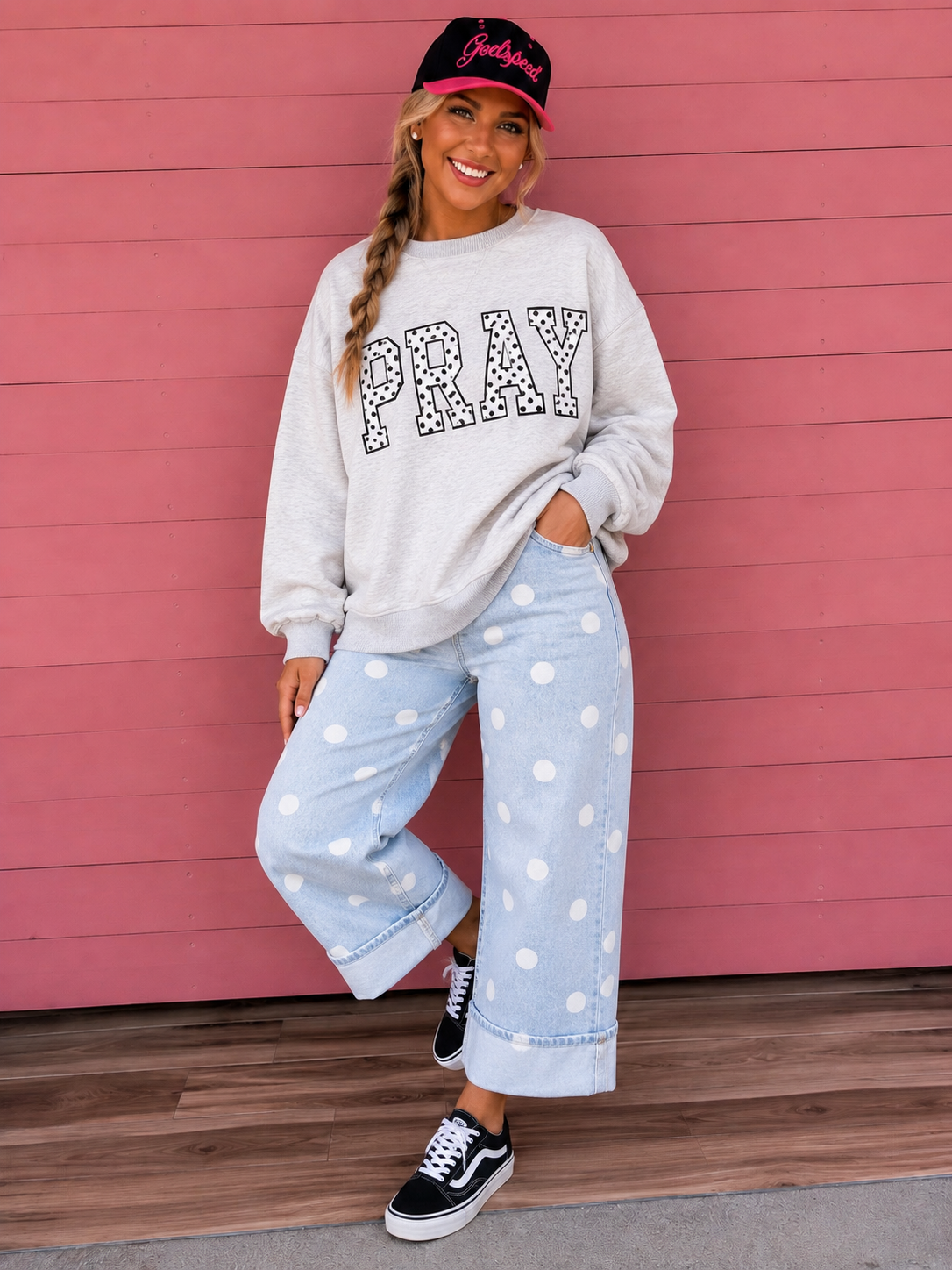 Sky Blue or Brown Polka Dot Jeans