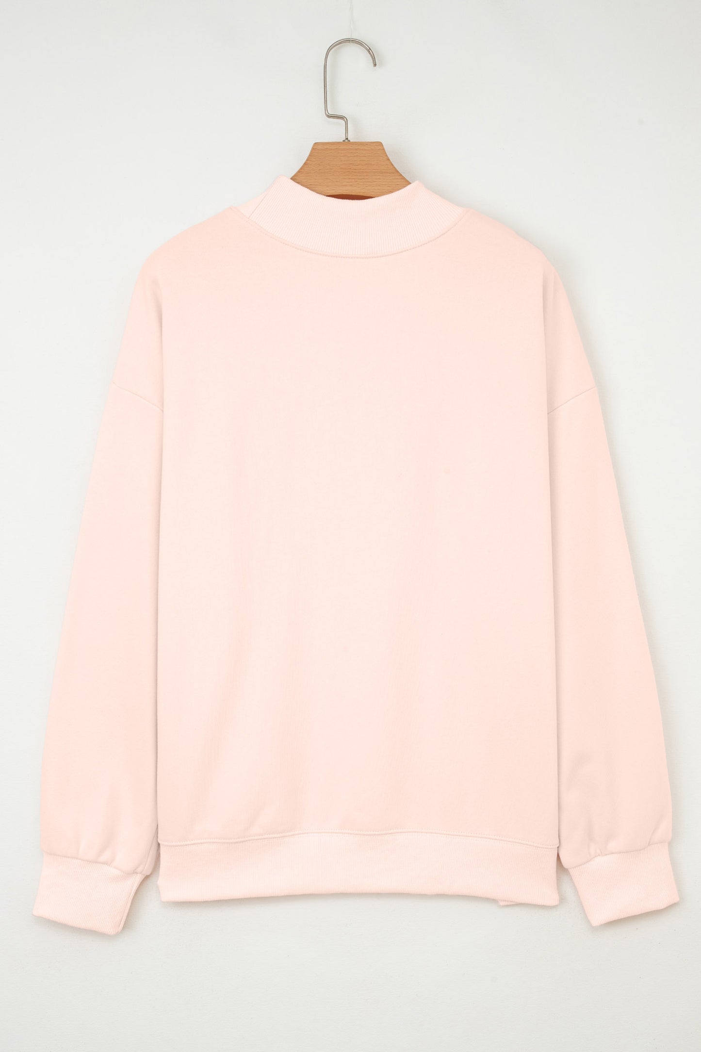 Apricot Pink Game Day Polka Dot Slogan Graphic Mock Neck Baggy Sweatshirt