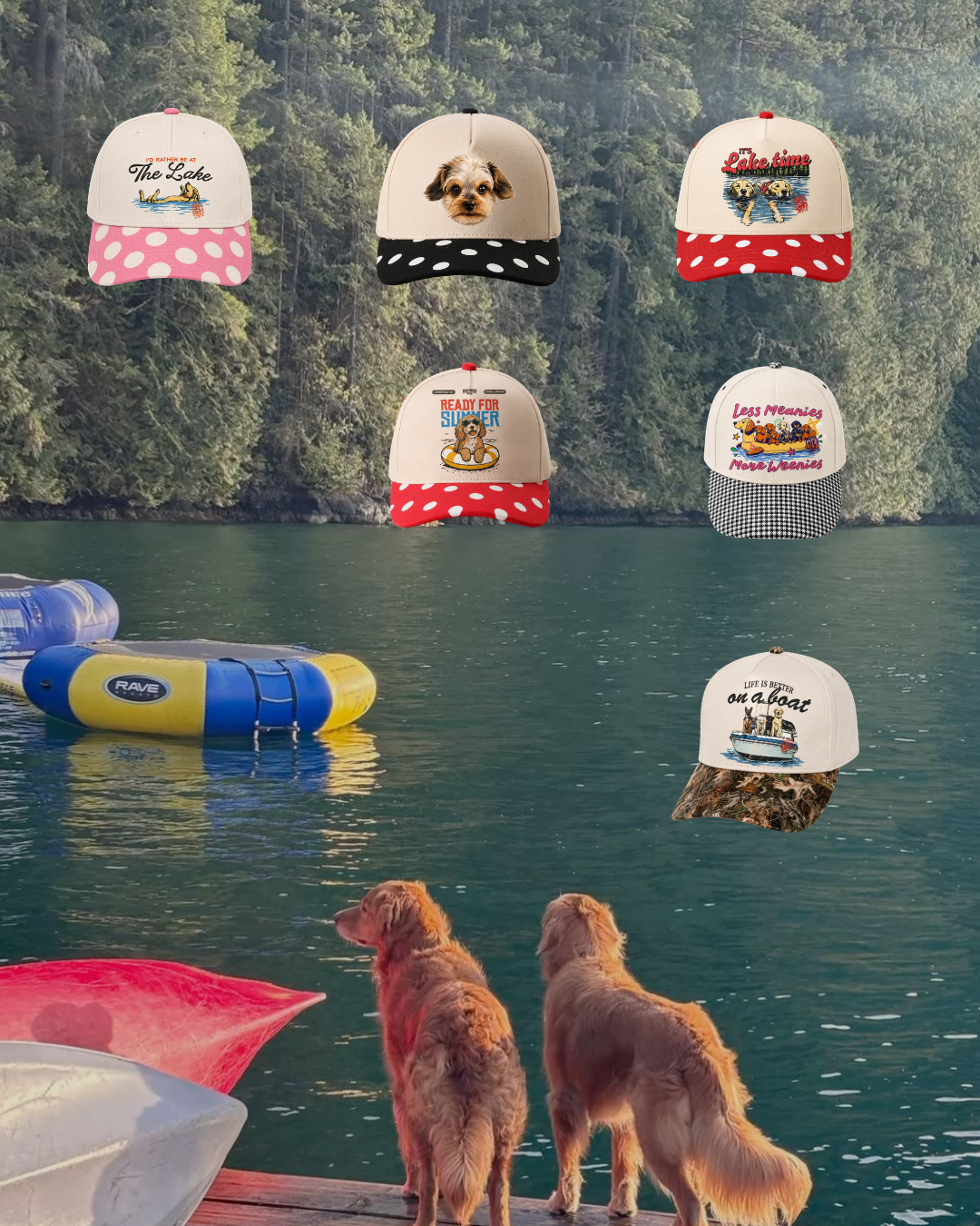 It’s lake time trucker hat pre order in red polka dot