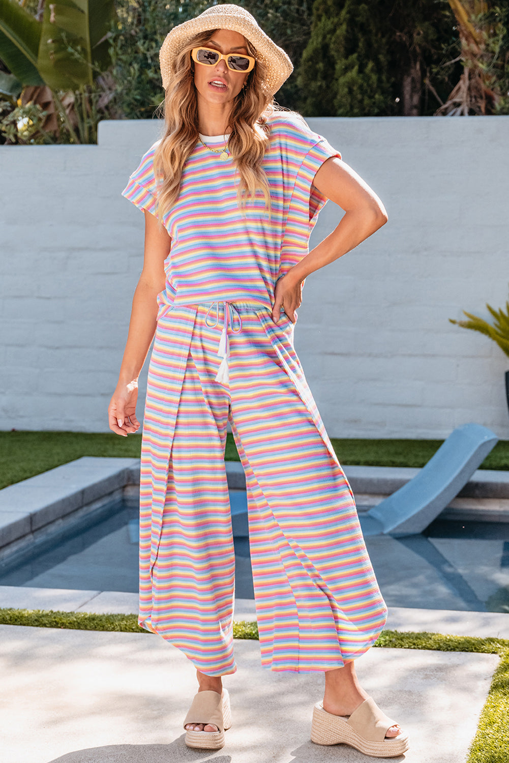 Sunny Trails Rainbow Tassel Pants Set