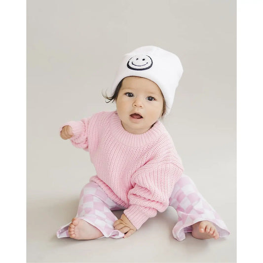 Smiley Baby Baby Beanie | White