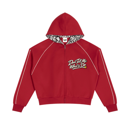 Unisex Boxy Fleece Piping Full Zip Hoodie