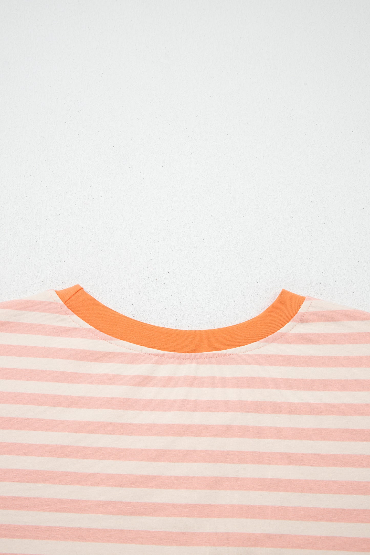 Sky Blue Stripe Contrast Neck Loose Tee and Drawstring Shorts Set