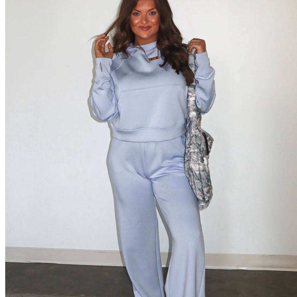 BIRDIE Light Blue Scuba Hooded Pullover- ready to ship