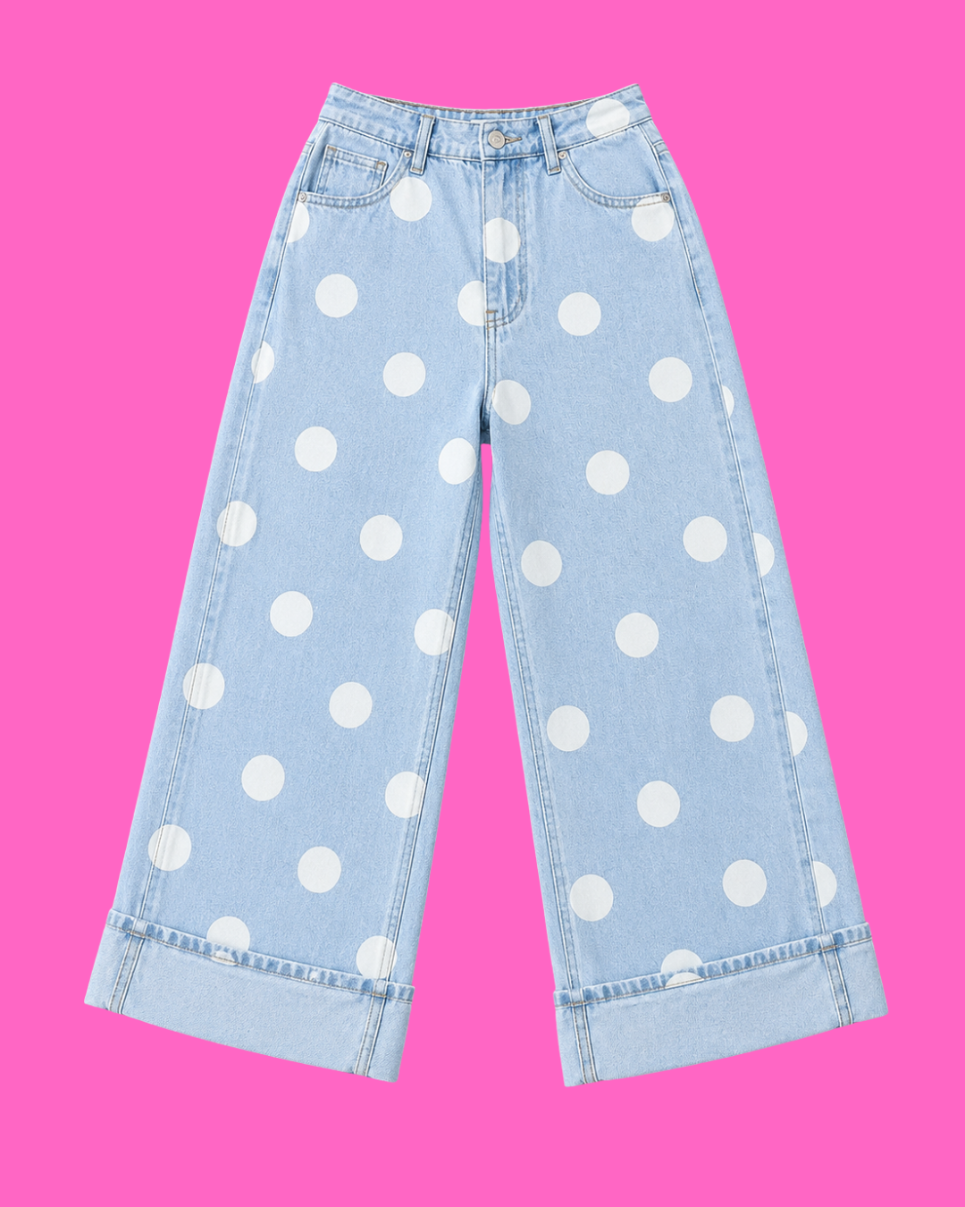 Sky Blue or Brown Polka Dot Jeans