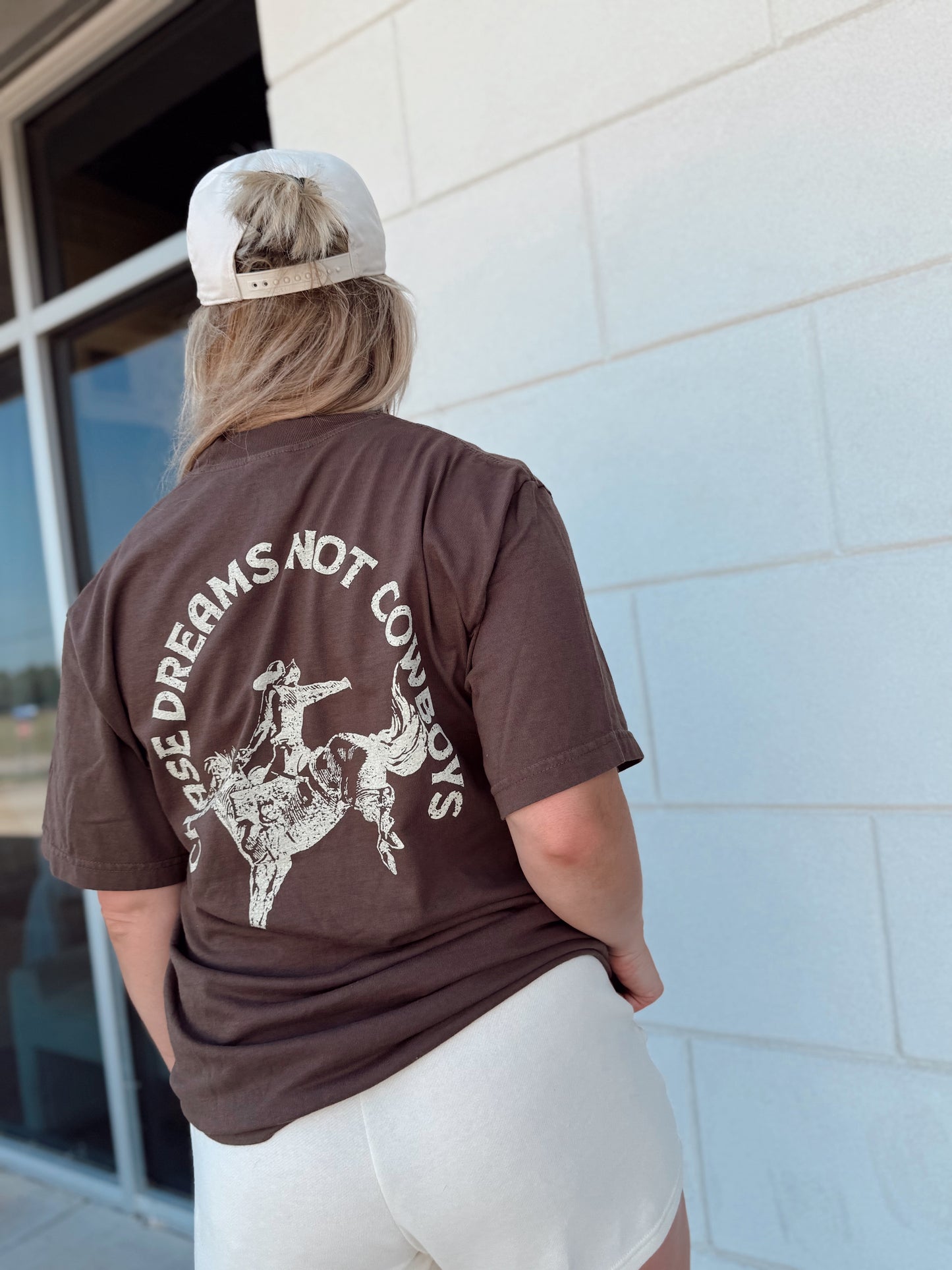 Chase Dreams Script Tee- Brown ready to ship